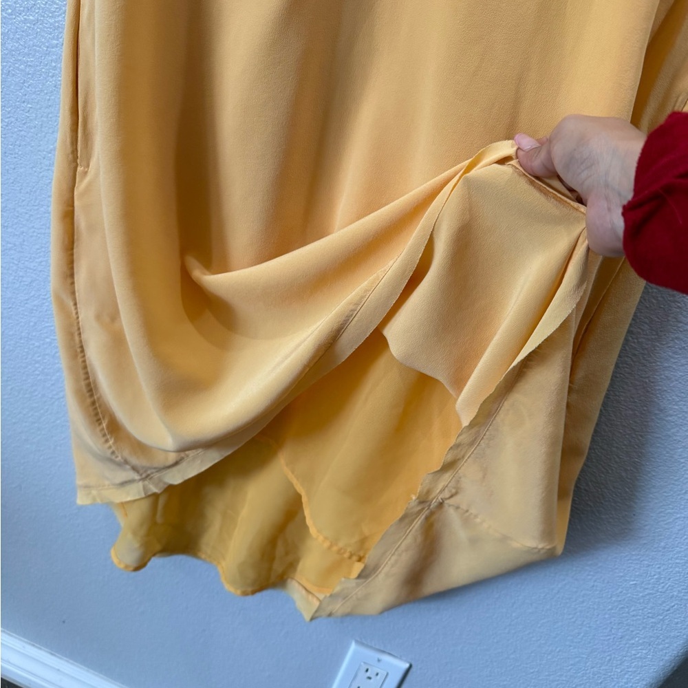 100% Silk High-Low Racerback Dress Yellow Size 6 Spring 2014 Flowing Layered - Picture 4 of 11